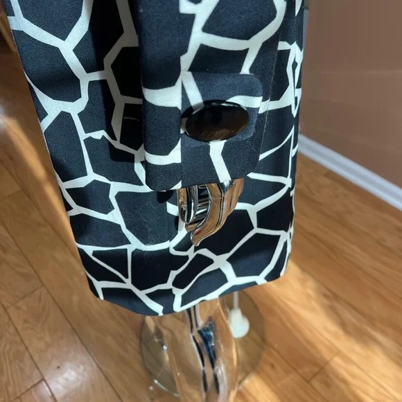 Milly Black and White Geometric Trench Coat - Picture 4 of 5